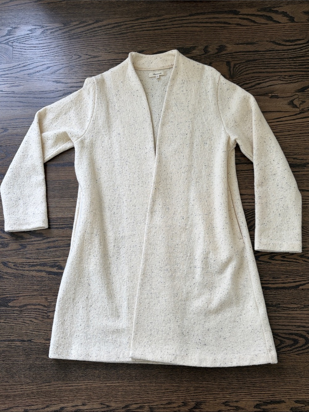 Madewell Women's Cream Speckled Open Langley Coat Jacket Cardigan